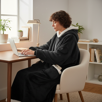 2024 Winter Super Long Flannel Blanket Winter Hoodies Sweatshirt Women Men Pullover Fleece Giant TV Oversized Blanket