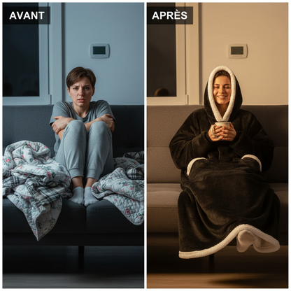 2024 Winter Super Long Flannel Blanket Winter Hoodies Sweatshirt Women Men Pullover Fleece Giant TV Oversized Blanket